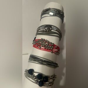 5 pc Paparazzi magnetic Silver Bracelet Bundle. Multiple color accents.